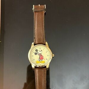 Disney Gold and Brown Mickey Mouse Watch